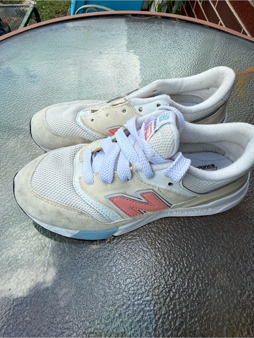New Balance Kids White Sneakers with Pink 'N' Accent
